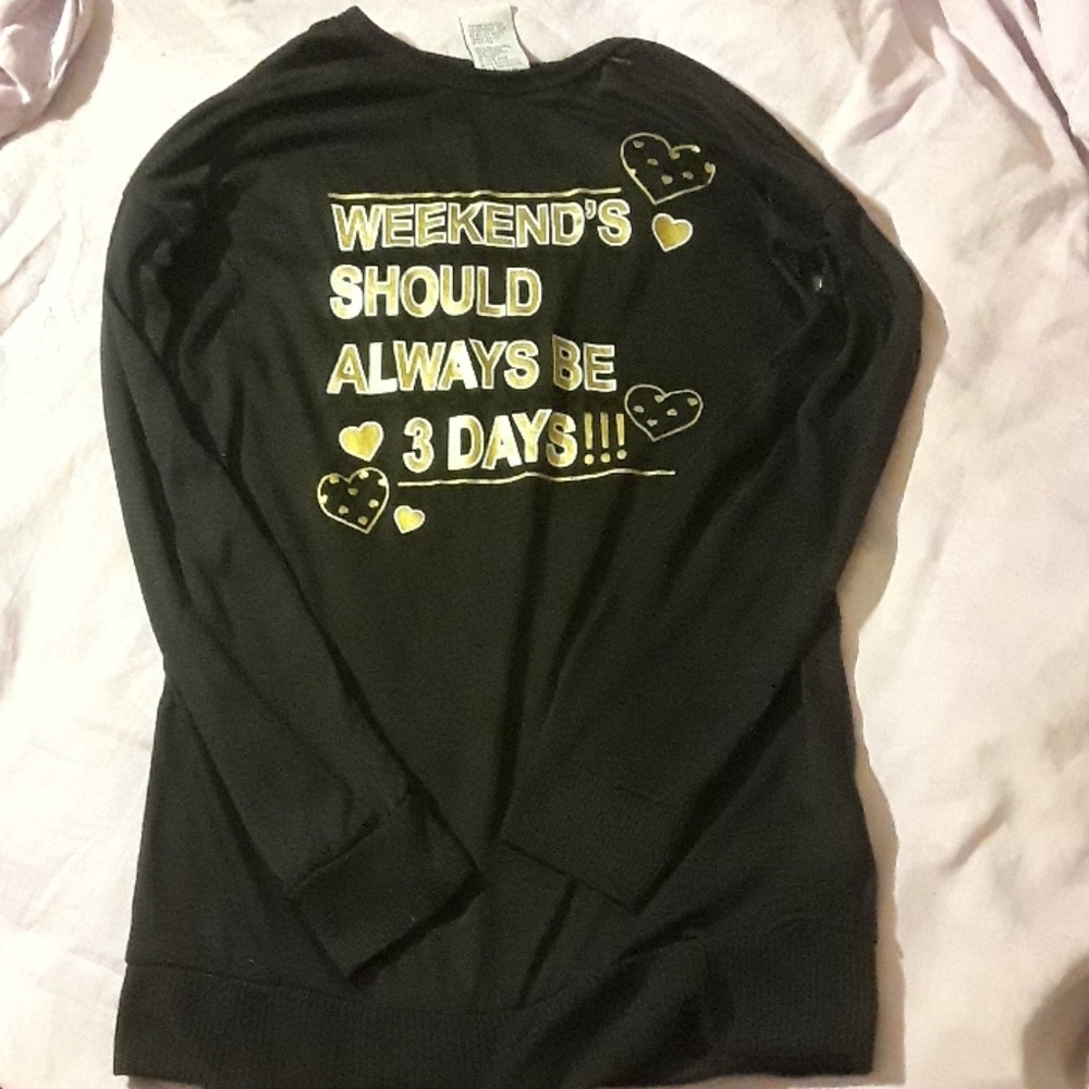 Sweet N Sassy Black Knit Graphic Girl's 14/16 Top